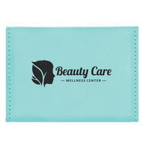 Load image into Gallery viewer, Teal 3 3/4" x 2 3/4" Laserable Leatherette Hard Business Card Holder