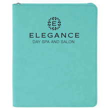Load image into Gallery viewer, Teal 9 1/2" x 12" w/ Zipper Laserable Leatherette Portfolio with Notepad