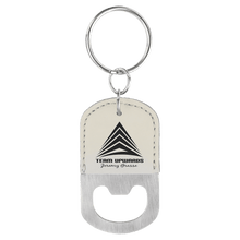 Load image into Gallery viewer, White Oval Laserable Leatherette Bottle Opener Keychain