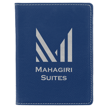 Load image into Gallery viewer, Blue/Silver 4 1/4" x 5 1/2" Laserable Leatherette Passport Holder