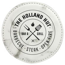 Load image into Gallery viewer, White Marble 4" Round Laserable Leatherette 6-Coaster Set