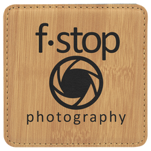 Load image into Gallery viewer, Bamboo 4" x 4" Square Laserable Leatherette 6-Coaster Set