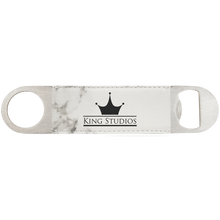 Load image into Gallery viewer, White Marble 1 1/2" x 7" Laserable Leatherette Bottle Opener