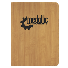Load image into Gallery viewer, Bamboo 9 1/2" x 12" w/ Zipper Laserable Leatherette Portfolio with Notepad