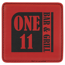 Load image into Gallery viewer, Red 4" x 4" Square Laserable Leatherette 6-Coaster Set