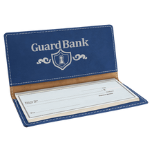 Load image into Gallery viewer, Blue/Silver 6 3/4" x 3 1/2" Laserable Leatherette Checkbook Cover