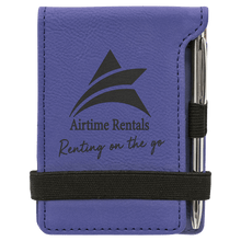 Load image into Gallery viewer, Purple 3 1/4" x 4 3/4" Laserable Leatherette Mini Notepad with Pen