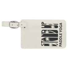 Load image into Gallery viewer, White/Black 4 1/4" x 2 3/4" Laserable Leatherette Luggage Tag