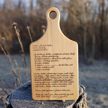 Load image into Gallery viewer, Personalized cutting board, handwriting, handwritten recipe, cutting board, recipe cutting board, engraved handwriting, recipe cutting board