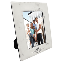 Load image into Gallery viewer, White Marble 5" x 7" Laserable Leatherette Photo Frame