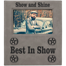 Load image into Gallery viewer, Gray 4" x 6" Leatherette Photo Frame with 4 1/4" x 7 7/8" Engraving Area