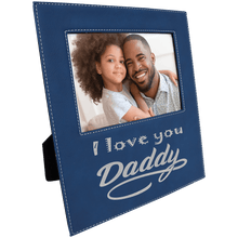 Load image into Gallery viewer, Blue/Silver 5" x 7" Leatherette Photo Frame with 4 1/2" x 9 Engraving Area
