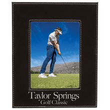 Load image into Gallery viewer, Black/Silver 5" x 7" Laserable Leatherette Photo Frame