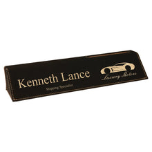 Load image into Gallery viewer, Black/Gold 10 1/2" Laserable Leatherette Desk Wedge with Business Card Holder