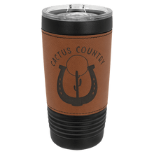 Load image into Gallery viewer, Black with Rawhide Polar Camel 20 oz. Leatherette Tumbler with Slider Lid