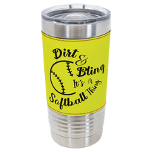 Load image into Gallery viewer, Softball Polar Camel 20 oz. Leather Tumbler with Slider Lid