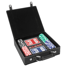 Load image into Gallery viewer, Black/Gold Laserable Leatherette 100 Chip Poker Set