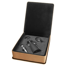 Load image into Gallery viewer, Light Brown Laserable Leatherette 3-Piece Wine Tool Gift Set