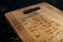Load image into Gallery viewer, Recipe Cutting Board - handwritten recipe cutting board - Engraved Bamboo Wood