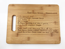 Load image into Gallery viewer, Recipe Cutting Board - handwritten recipe cutting board - Engraved Bamboo Wood