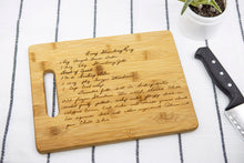 Load image into Gallery viewer, Recipe Cutting Board - handwritten recipe cutting board - Engraved Bamboo Wood