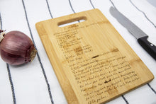 Load image into Gallery viewer, Recipe Cutting Board - handwritten recipe cutting board - Engraved Bamboo Wood