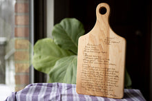 Load image into Gallery viewer, Personalized cutting board, handwriting, handwritten recipe, cutting board, recipe cutting board, engraved handwriting, recipe cutting board