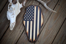 Load image into Gallery viewer, Whitetail Deer Taxidermy Euro Plaque - Carved USA Flag - American Flag - Rustic Flag