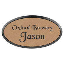Load image into Gallery viewer, Light Brown 3" x 1 1/2" Laserable Leatherette Oval Badge &amp; Frame

