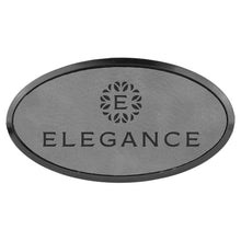 Load image into Gallery viewer, Gray 3" x 1 1/2" Laserable Leatherette Oval Badge &amp; Frame
