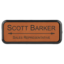 Load image into Gallery viewer, Rawhide 3" x 1" Laserable Leatherette Round Corner Badge &amp; Frame
