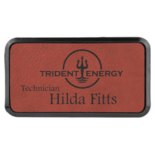 Load image into Gallery viewer, 3" x 1 1/2" Rose Laserable Leatherette Round Corner Badge &amp; Frame
