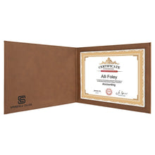 Load image into Gallery viewer, Dark Brown 9" x 12" Laserable Leatherette Certificate Holder for 8 1/2" x 11"
