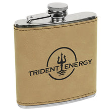 Load image into Gallery viewer, Light Brown 6 oz. Laserable Leatherette Stainless Steel Flask
