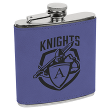 Load image into Gallery viewer, Purple/Black 6 oz. Laserable Leatherette Stainless Steel Flask
