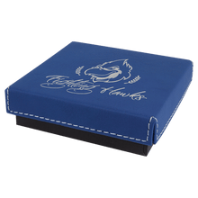 Load image into Gallery viewer, Blue/Silver 4" x 4" Medal Box with Laserable Leatherette Lid
