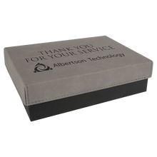 Load image into Gallery viewer, Gray 7 3/8" x 5 3/4" Gift Box with Laserable Leatherette Lid
