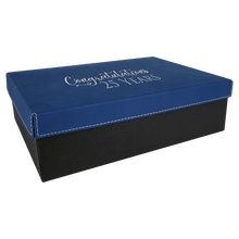 Load image into Gallery viewer, Blue/Silver 11 3/4" x 7 3/4" Gift Box with Laserable Leatherette Lid
