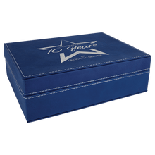 Load image into Gallery viewer, Blue/Silver 8" x 6 3/8" Laserable Leatherette Premium Gift Box
