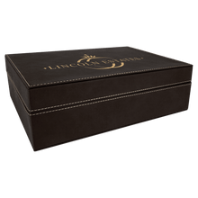Load image into Gallery viewer, Black/Gold 12 1/4" x 8 1/4" Laserable Leatherette Premium Gift Box
