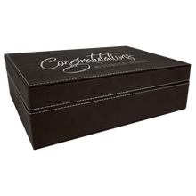 Load image into Gallery viewer, Black/Silver 12 1/4" x 8 1/4" Laserable Leatherette Premium Gift Box
