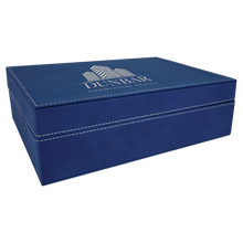 Load image into Gallery viewer, Blue/Silver 12 1/4" x 8 1/4" Laserable Leatherette Premium Gift Box

