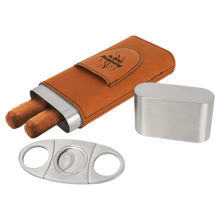Load image into Gallery viewer, Rawhide Laserable Leatherette Cigar Case with Cutter
