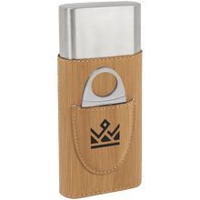 Load image into Gallery viewer, Bamboo Laserable Leatherette Cigar Case with Cutter
