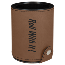Load image into Gallery viewer, Dark Brown Laserable Leatherette Dice Cup with 5 Dice
