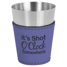Load image into Gallery viewer, Purple 2 oz. Laserable Leatherette &amp; Stainless Steel Shot Glass
