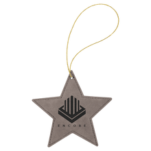Load image into Gallery viewer, Gray Gold Laserable Leatherette Star Ornament with String

