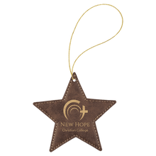 Load image into Gallery viewer, Rustic/Gold Gold Laserable Leatherette Star Ornament with String

