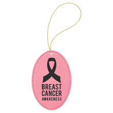 Load image into Gallery viewer, Pink Gold Laserable Leatherette Oval Ornament with String
