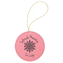 Load image into Gallery viewer, Pink Gold Laserable Leatherette Round Ornament with String

